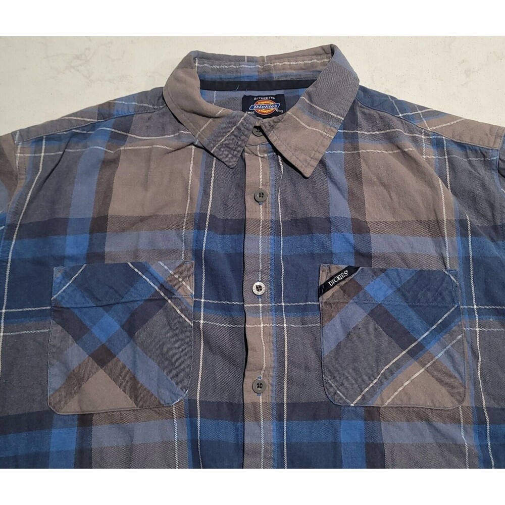 Dickies Flannel Plaid Mens Long Sleeve Size XL BLUE NWoT